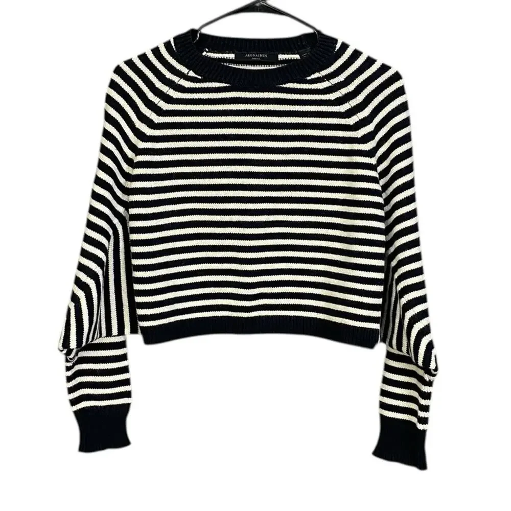 AllSaints Marcel Cropped Stripe Sweater in Women's Small - Picture 2 of 7